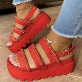 Red Street Patchwork Opend Out Door Shoes