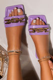 Purple Street Patchwork Chains Opend Comfortable Shoes