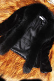 Vit Mode Slim Faux Fur Krage Solid Coat