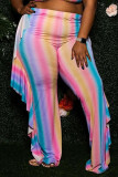Pantalon taille haute régulier en patchwork imprimé décontracté à la mode rose