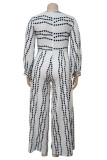 Witte modieuze casual print zonder riem Jumpsuits in grote maten