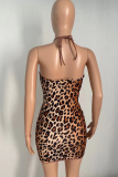 Luipaard print sexy luipaard mesh kokerrok jurken