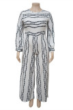 Witte modieuze casual print zonder riem Jumpsuits in grote maten