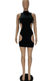 Black Fashion Sexy Solid Hollowed Out O Neck Sleeveless Dress