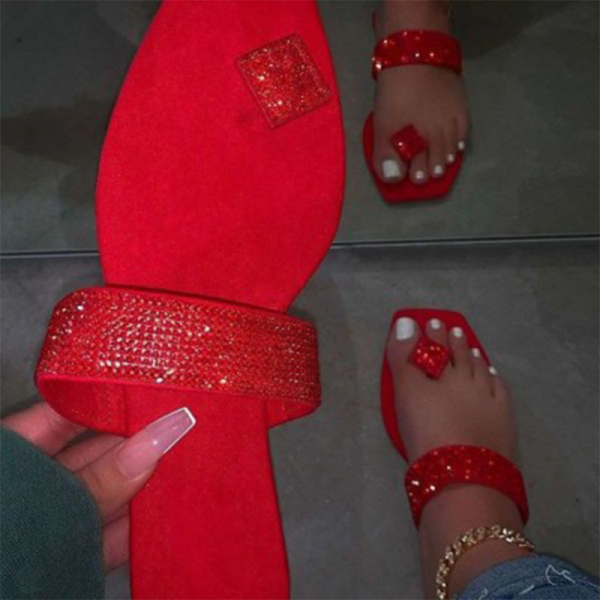 Красная повседневная уличная выдолбленная горячая дрель с открытыми дверными туфлями