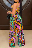 Colour Fashion Sexy Print Backless Strap Design Strapless Sleeveless Two Pieces