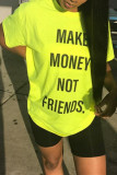 Yellow Fashion Casual Printed Short-sleeved T-shirt Top
