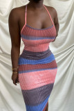 Multi-color Sexy Print Backless Spaghetti Strap Sleeveless Dress