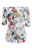 Rainbow Color Sexy Casual Print Backless Off the Shoulder Regular Romper