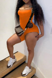 Pagliaccetto skinny con cinturino asimmetrico solido casual arancione sexy