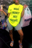 Yellow Fashion Casual Printed Short-sleeved T-shirt Top