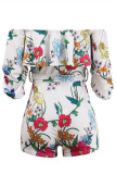 Rainbow Color Sexy Casual Print Backless Off The Shoulder Regular Romper