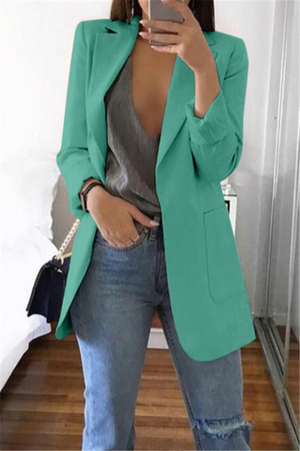 Jaqueta de terno verde casual mangas compridas