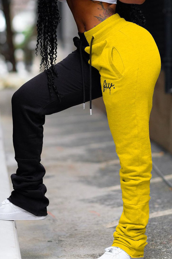 YellowBlack Модные повседневные брюки со средней посадкой