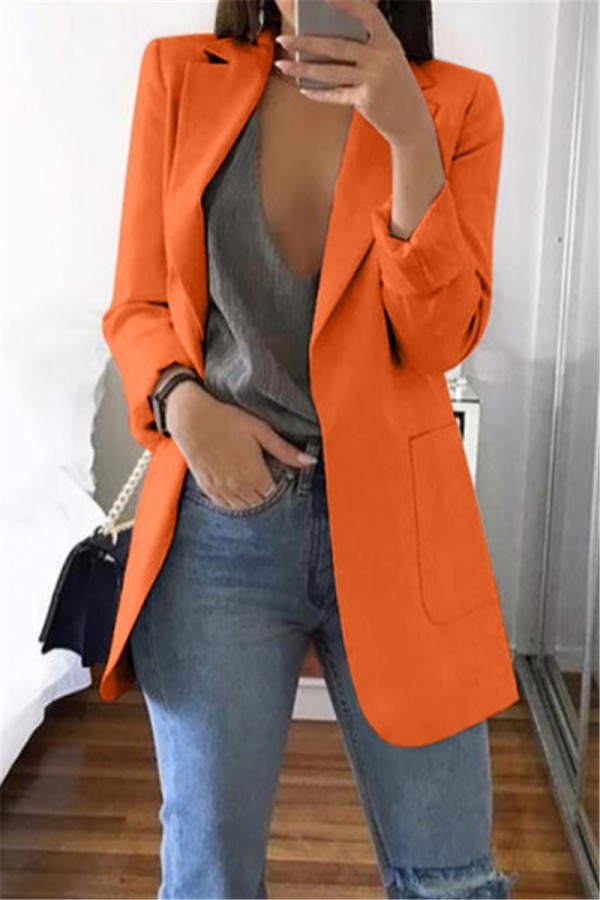 Veste de costume décontractée orange à manches longues