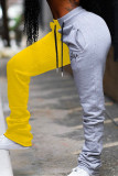 Pantalon décontracté taille moyenne jaune noir