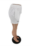Witte, mode-casual standaard korte broek met hoge taille en letterprint