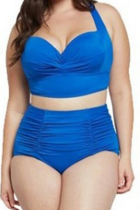 Maillot de Bain Patchwork Imprimé Sexy Bleu Royal Grande Taille