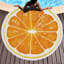 Alfombra de playa de retazos con borlas y estampado de fiesta informal naranja