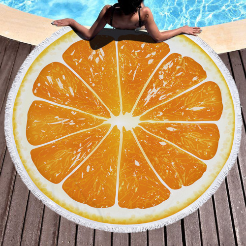 Tapis de plage à joint fendu à pampilles imprimé décontracté orange