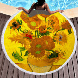 Yellow Pink Casual Party Print Tassel Patchwork Beach Mat