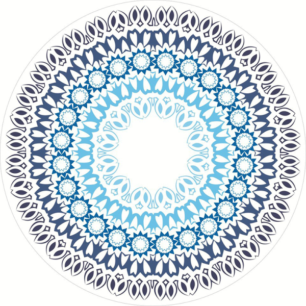 Tapis de plage patchwork à pampilles imprimé décontracté bleu