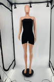 Rode sexy casual effen rugloze strapless skinny romper