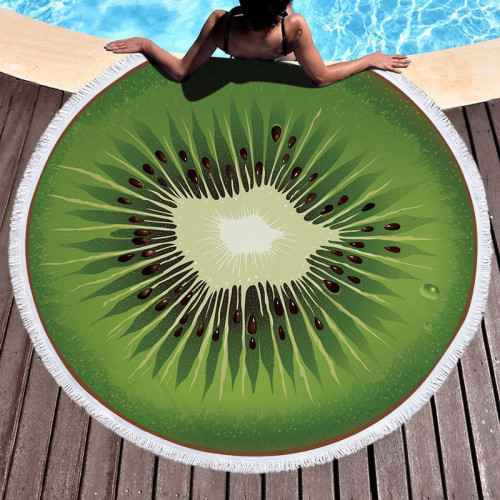 Tappetino da spiaggia con snodo diviso in nappa con stampa casual verde per feste