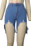 Babyblå Mode Casual Vanliga jeans med hög midja