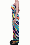 Multicolor Sexy Print Patchwork Strapless Straight Jumpsuits