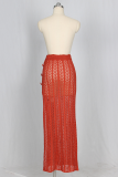 Calças retas de retalhos sólidos vermelhos sexy cintura média retas de cor sólida