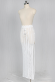 Calças retas de patchwork sólido branco sexy cintura média retas de cor sólida