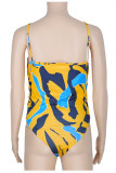 Gele mode sexy print vest badmode set