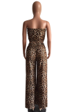 Leopard Print Sexy Print Bandage Strapless Sleeveless Two Pieces