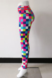 Цветные модные повседневные брюки с принтом, базовые обтягивающие брюки с высокой талией и карандашом, сплошной принт