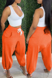 Orange Fashion Casual Solid Basic Harlan-Hose mit mittlerer Taille