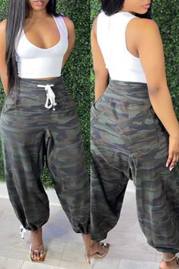 Camouflage Fashion Casual Basic Regular Hose mit hoher Taille