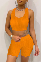Orange Fashion Solid Basic U-Ausschnitt ärmellose Zweiteiler