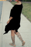 Vestidos de vestido irregular de um ombro com estampa de rua preta patchwork