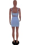 White Fashion Sexy Solid Hollowed Out Backless Spaghetti Strap Sleeveless Two Pieces