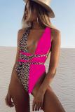 Luipaard Print Nylon Hooded Out Patchwork bandage Luipaard Print backless volwassen Sexy Mode Bikini Set