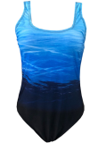 Costumi da bagno patchwork tinta unita blu con stampa sexy