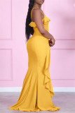 ピンクのファッションカジュアルソリッドバックレススパゲッティストラップノースリーブドレス