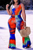 Rode mode sexy print tie-dye backless O-hals plus size jumpsuits