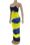 Multi-color Fashion Sexy Print Backless Spaghetti Strap Sleeveless Dress Dresses