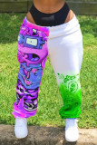 Многоцветные модные свободные брюки со средней посадкой и принтом