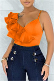 Oranje Sexy Casual Solide Patchwork V-hals Tops