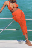 Maillots de bain dos nu transparents solides à la mode orange