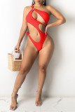 Red Fashion Sexy Solid Hollowed Out Backless Swimwears