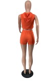 Oranje Mode Casual Letterprint Basic Hooded Kraag Mouwloos Two Pieces